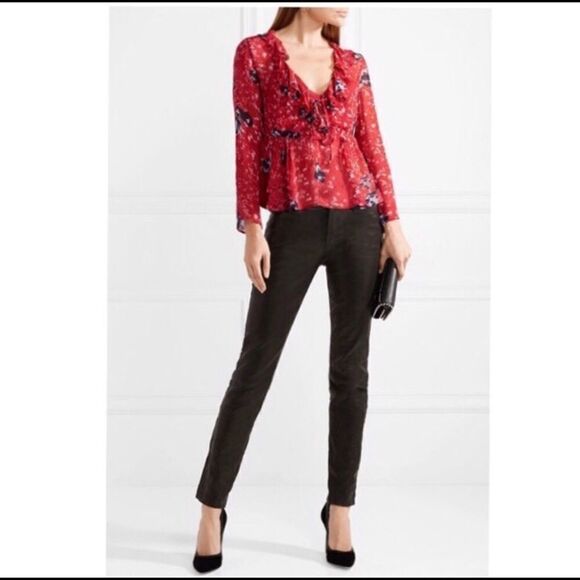 Iro -Venecia ruffled printed chiffon blouse - Picture 1 of 7